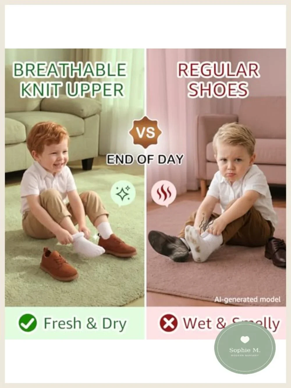 Wide Toe Box Toddler Boys Oxford Dress Shoes - Breathable Knit Slip-On